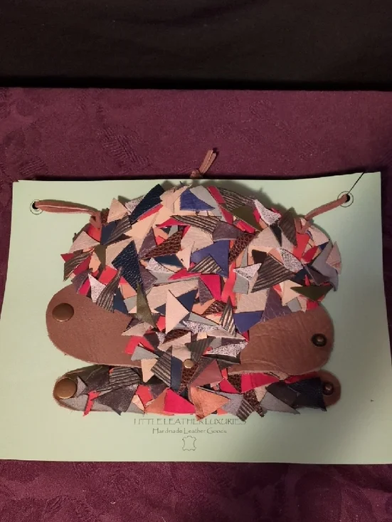 Artisan Handmade Patchwork Leather Necklace and 2 Bracelets Set Multicolored - Picture 10 of 11